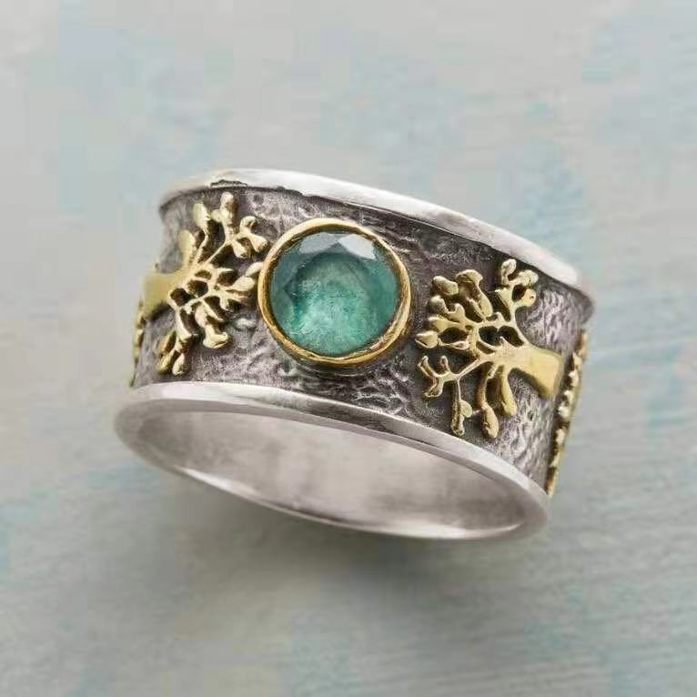 Creative Lucky Tree Light Green Vintage Ring