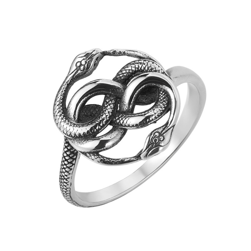 European And American Personalized Retro Internet Hot Double Snake Ring Cold Wind