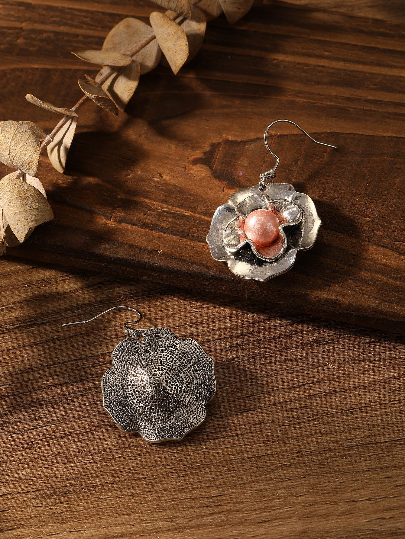Vintage Flower Antique Silver Women's Earrings For Women