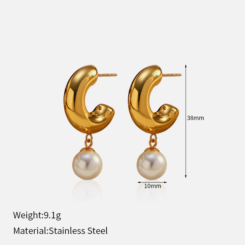 Ocean Style Anti-fading Minimalist Special-interest Design Stainless Steel Studs