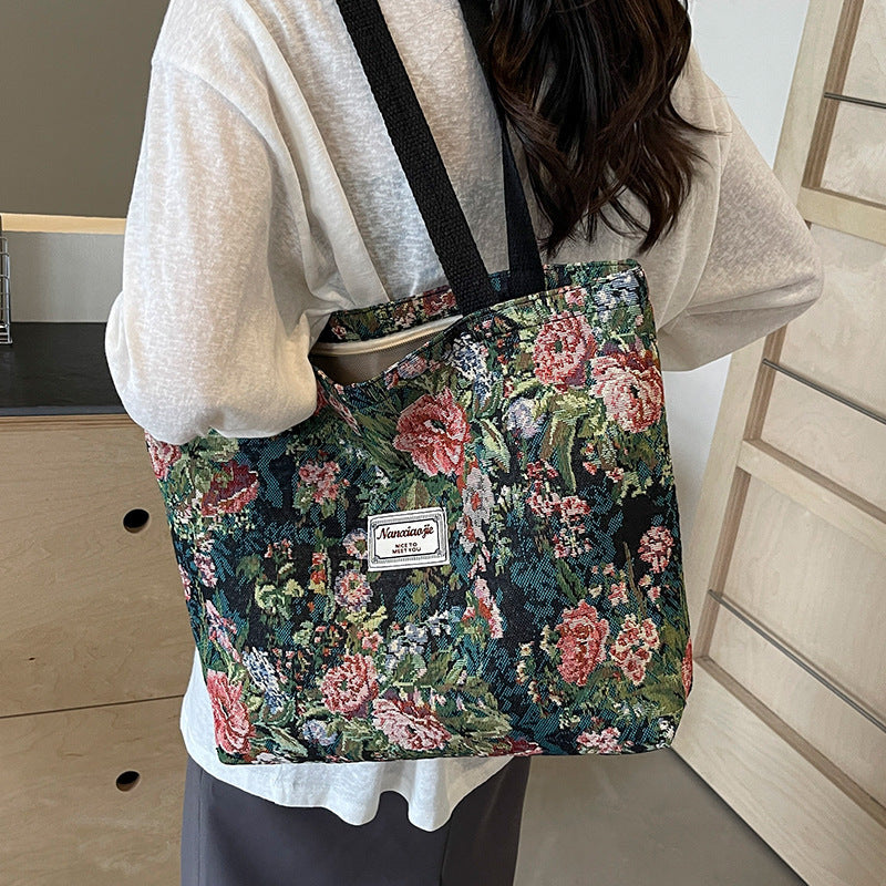 Schulterhandtasche aus Canvas mit großem Fassungsvermögen
