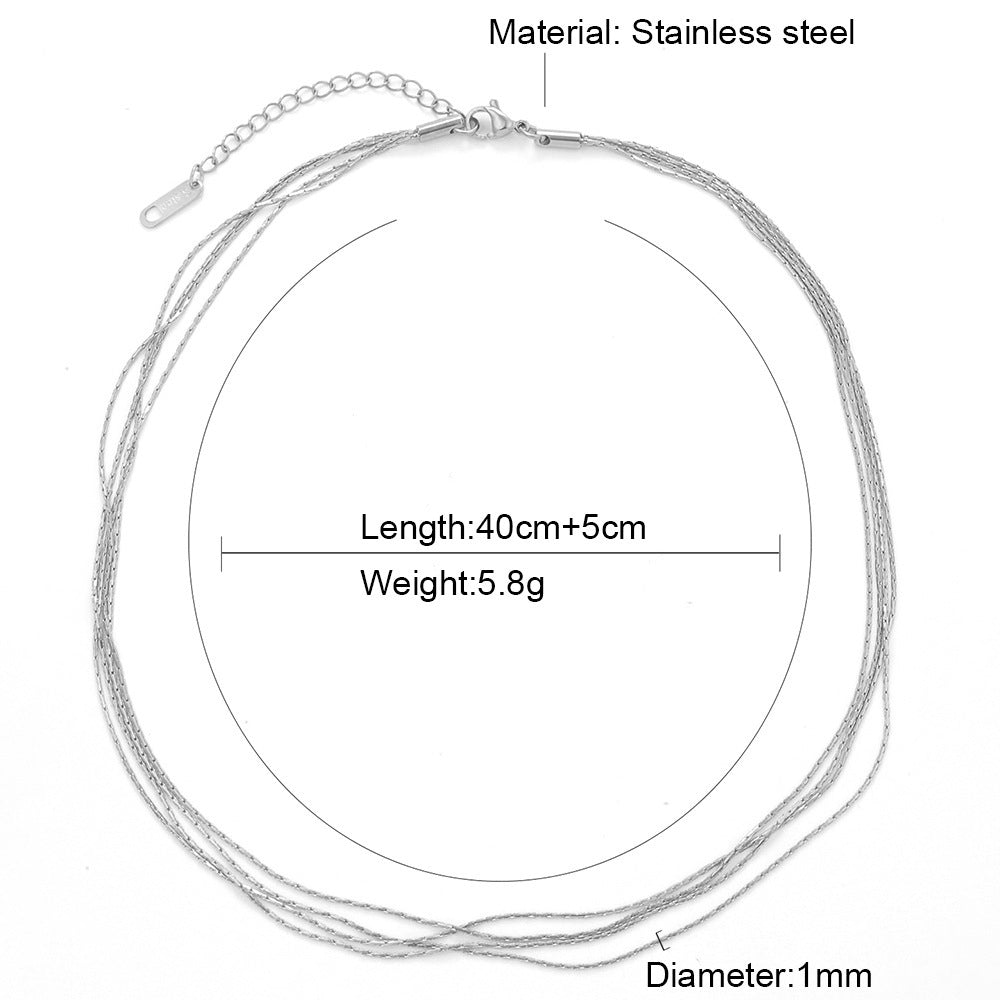 European And American Titanium Steel Multi-layer Twin Pure Necklace Necklace For Women