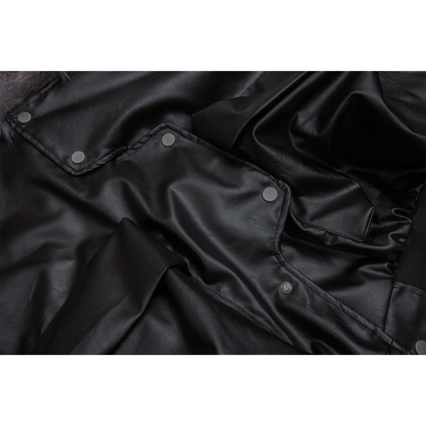Men's Retro PU Leather Three-dimensional Pocket Cotton-padded Coat