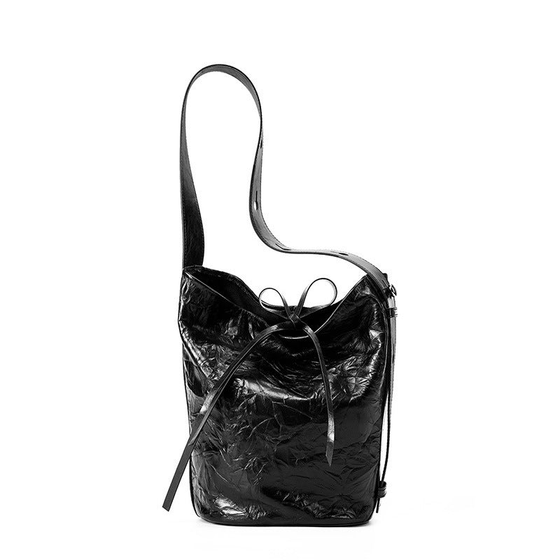 Leather Bucket Tote Bag