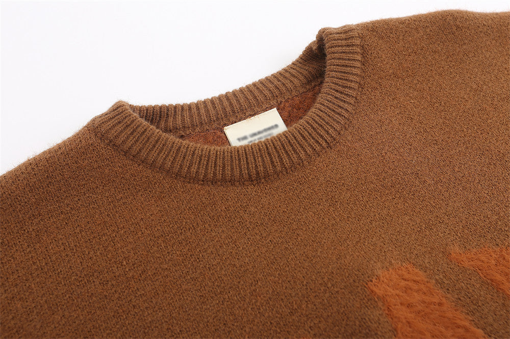Tidejacquard Letter Fleece Sweater High Street Fashion Brand