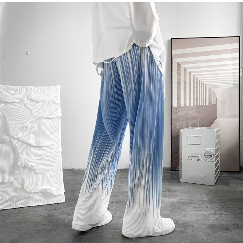 Men Loose Drape Gradient Striped Pants - BAGMODA