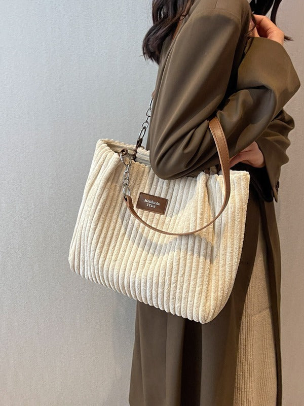 Casual Corduroy Shoulder Bag