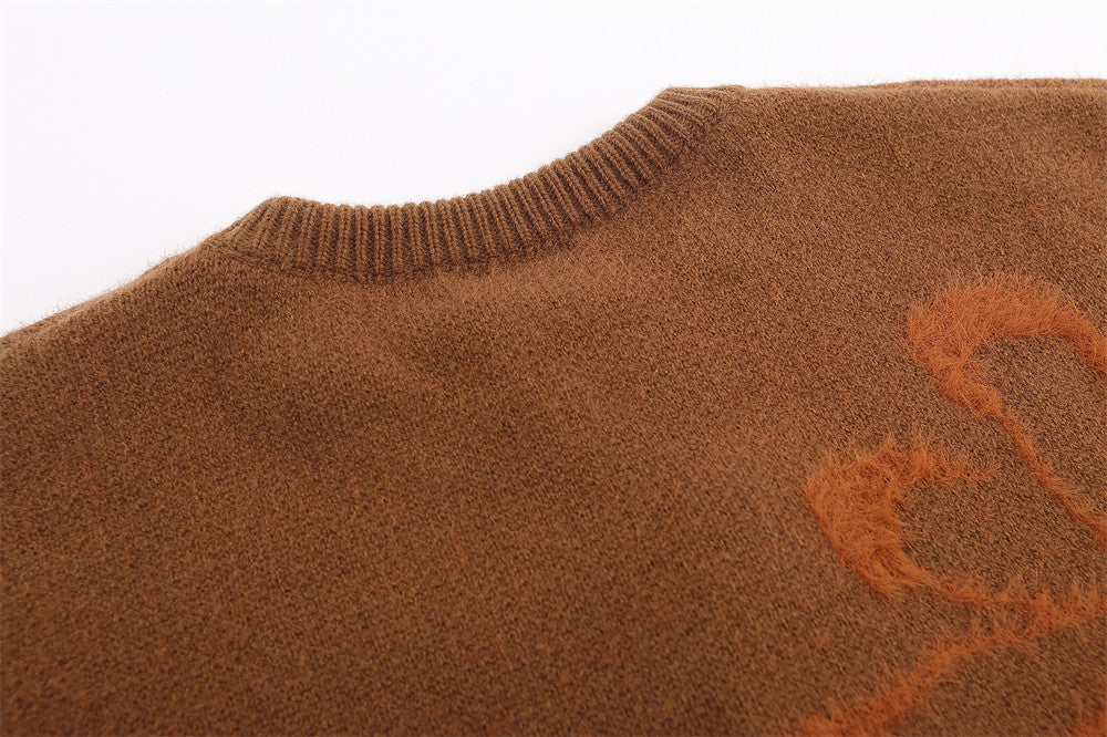 Tidejacquard Letter Fleece Sweater High Street Fashion Brand