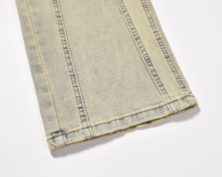RO Style Wide Leg Patchwork Cargo Pants Jeans Men - BAGMODA