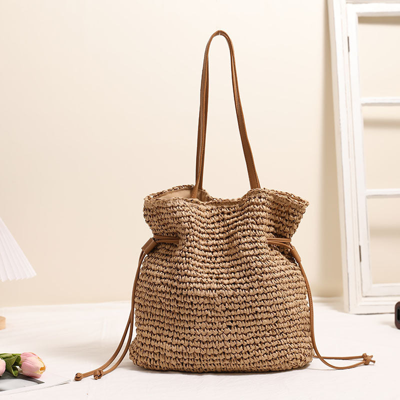 Drawstring Knitted Tote Bag