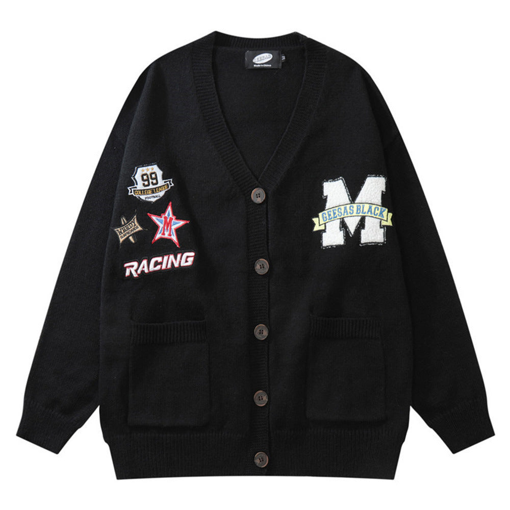Embroidered V-neck Cardigan Sweater Autumn And Winter