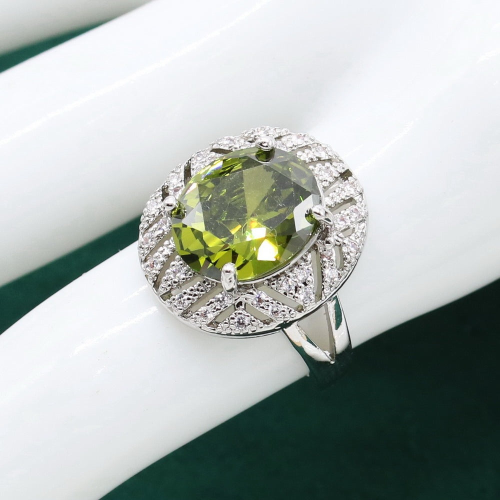 Anti-allergy Zircon Necklace Earring Ring Ornament Suit