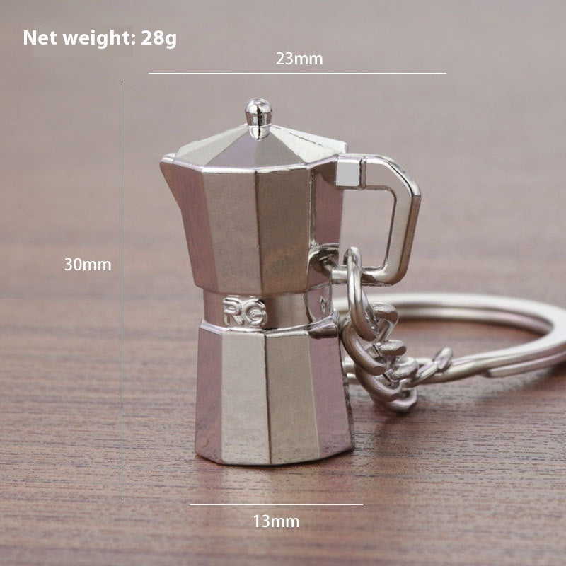 3D Coffee Keychain Metal Car Key Pendant