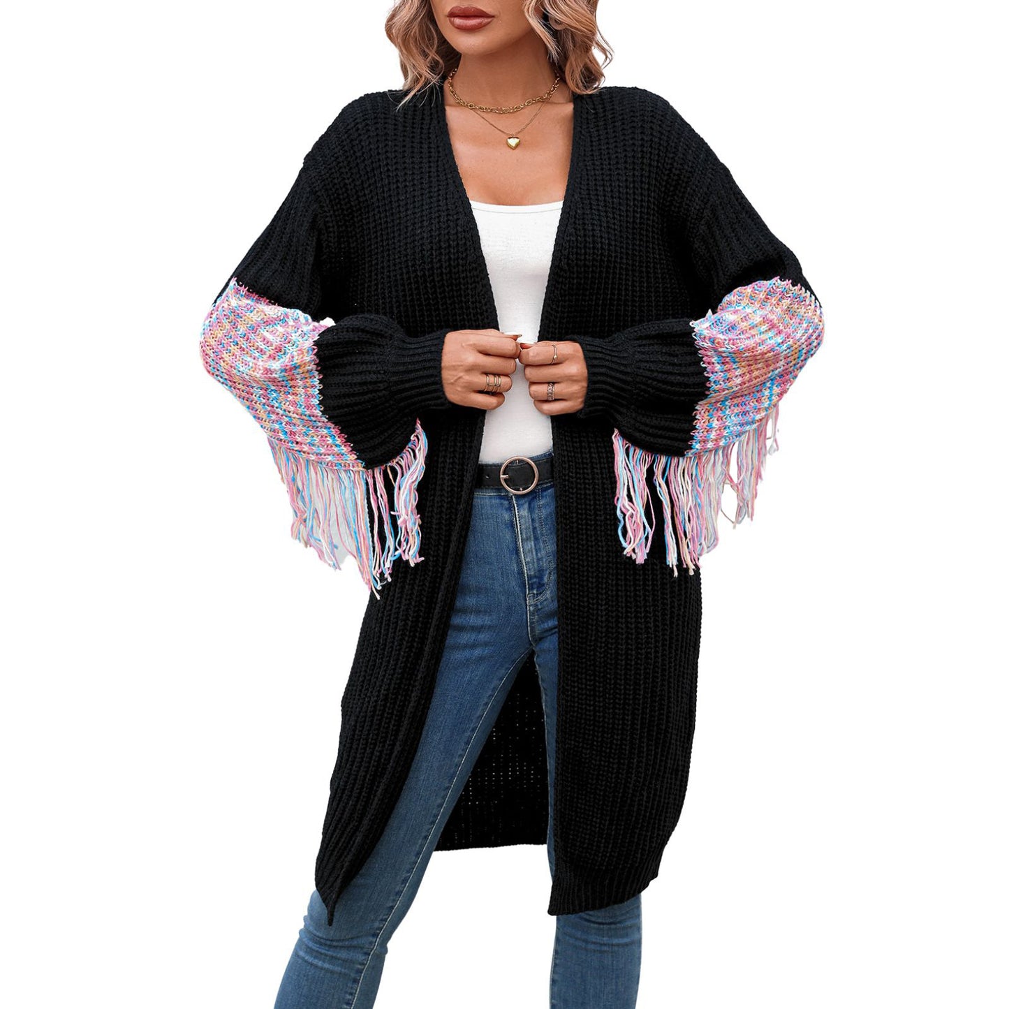 Women's Fashion Casual Tassel Knitwear Coat Sweater