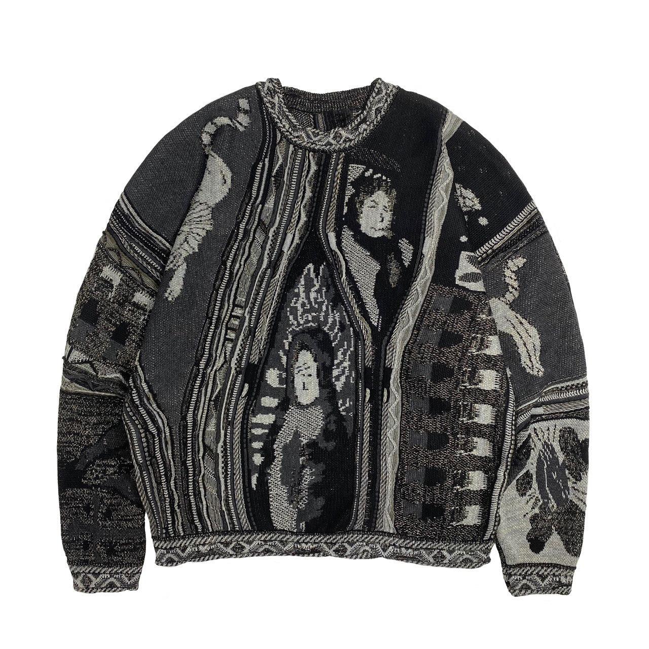 Vintage Ethnic Style Knitted Crewneck Pullover Sweater