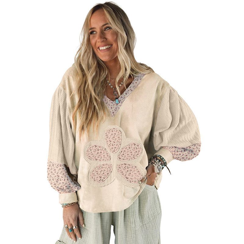 European And American Leisure Loose Contrast Color Knitted Pullover