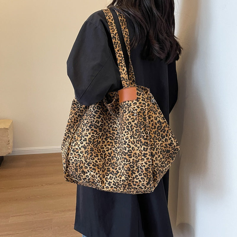 Leopard Print Canvas Tote Bag
