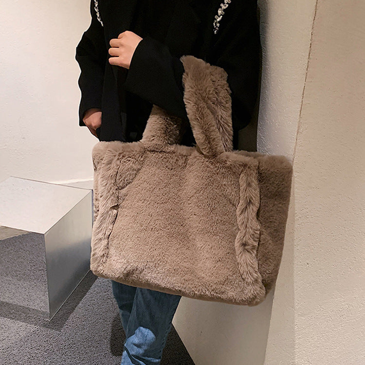 Wintertaschen Kette Plüsch Totes Bag