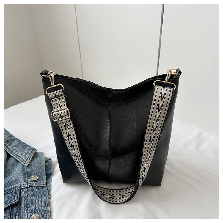 Casual Wide-Strap Shoulder Tote