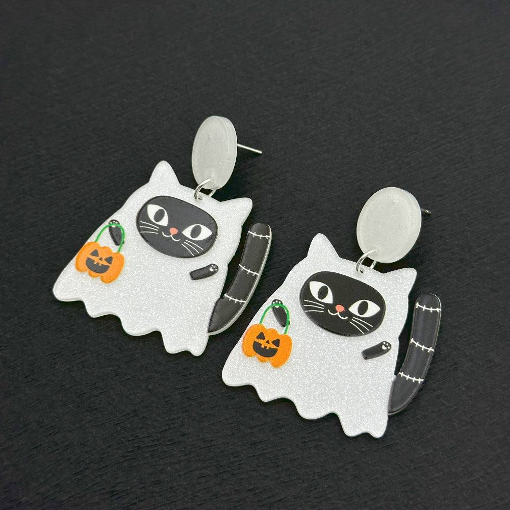 Halloween Day Ornament Colorful Ghost Eyes Funny Acrylic Earrings For Women