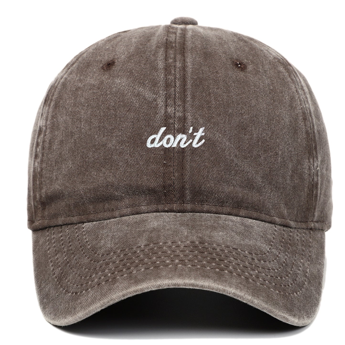 Letter Don't Embroidered Washed Old Soft Top Baseball Cap