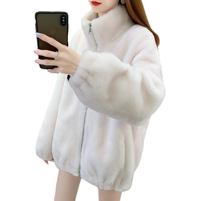 Fleece Lined Padded Warm Keeping Polar Fleece Cardigan Coat Outerwear
