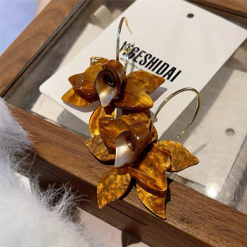 Vintage Acrylic Flower Exaggerated Earrings
