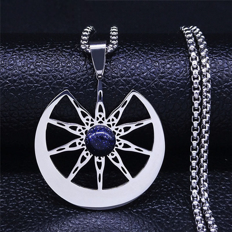 Simple Moon And Star Pendant Necklace Stainless Steel