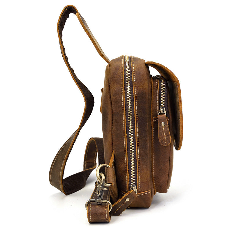 Men's Leather Chest Sports Bag