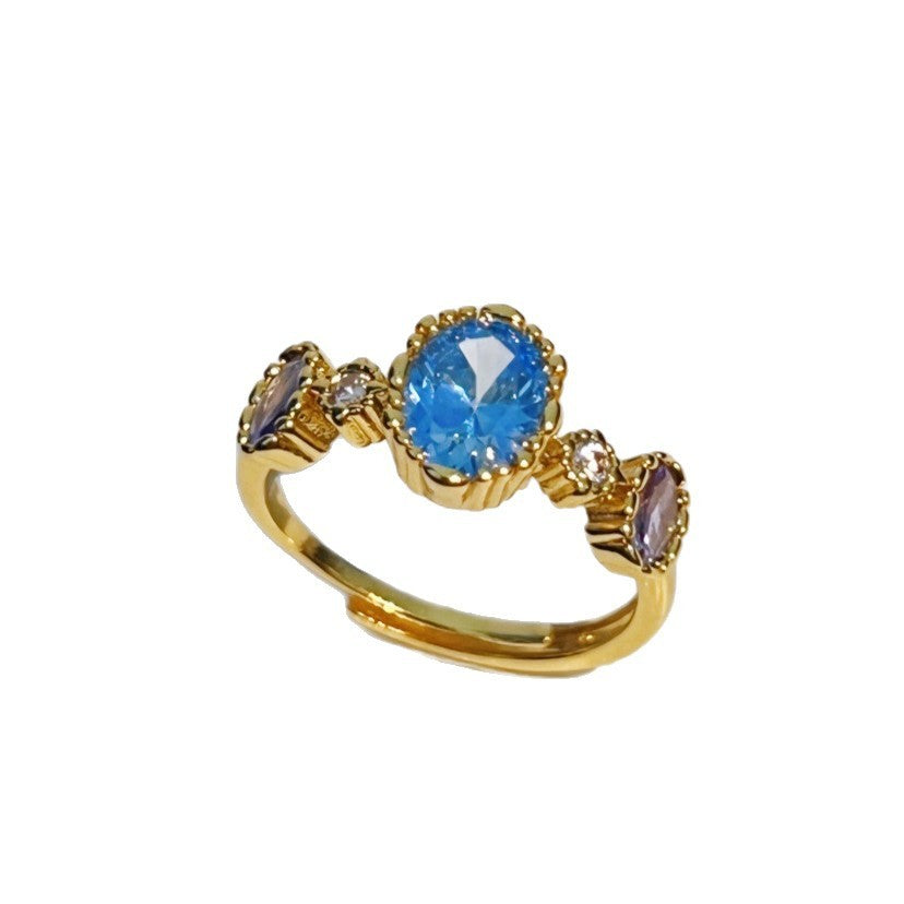 Vintage Sapphire Ring Light Luxury Minority High-end Design Exquisite