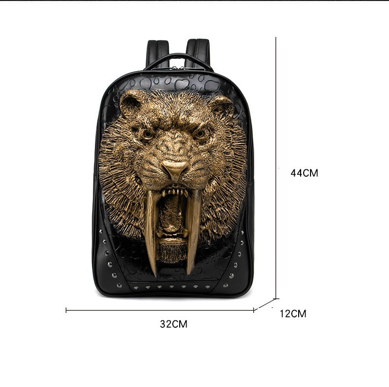 Embossed Three-dimensional Tiger Head Backpack