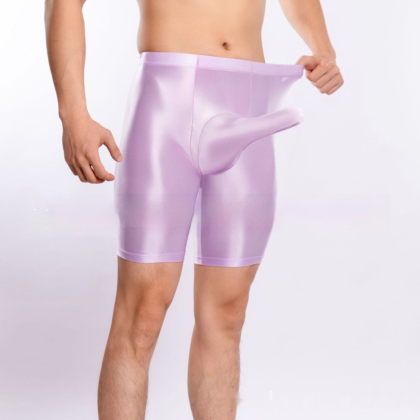 Plus Size Shiny Silky Sports Shorts