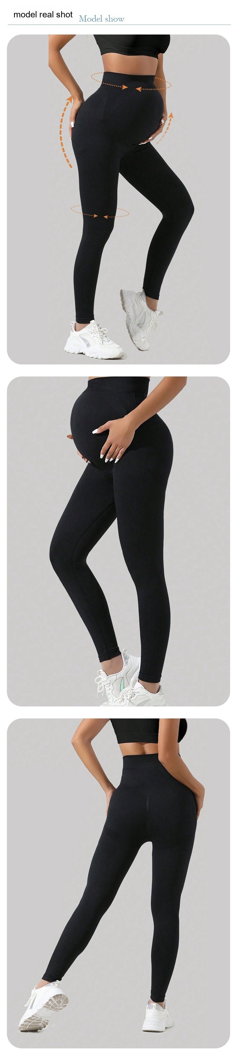 Pantalones de yoga para embarazadas con soporte abdominal sin costuras
