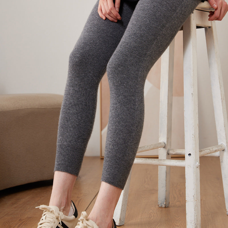 Mallas de cachemira con cordón ajustable para mujer, ropa interior de cintura alta, leggings ajustados