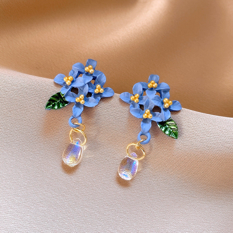 Flower Pattern Shell Tassel Round Earrings Light Luxury High Sense