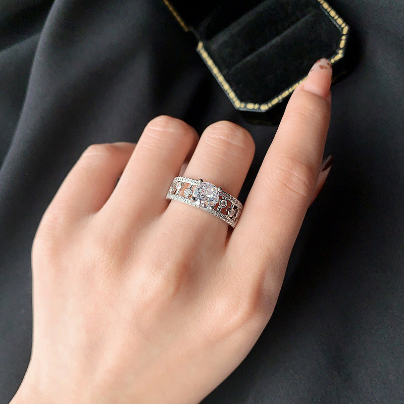 Dewdrop Hollow-out Anti-moissanite Ring High-grade Special Interest Light Luxury