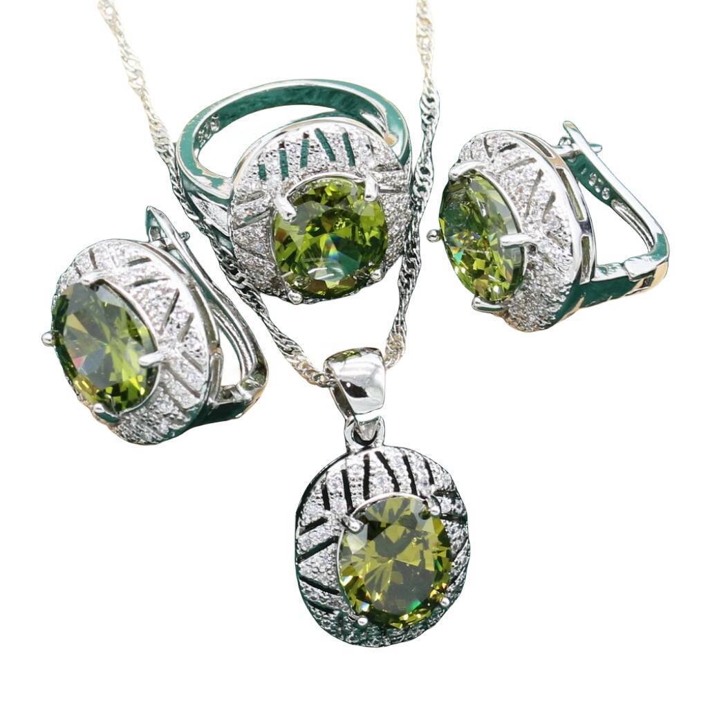Anti-allergy Zircon Necklace Earring Ring Ornament Suit