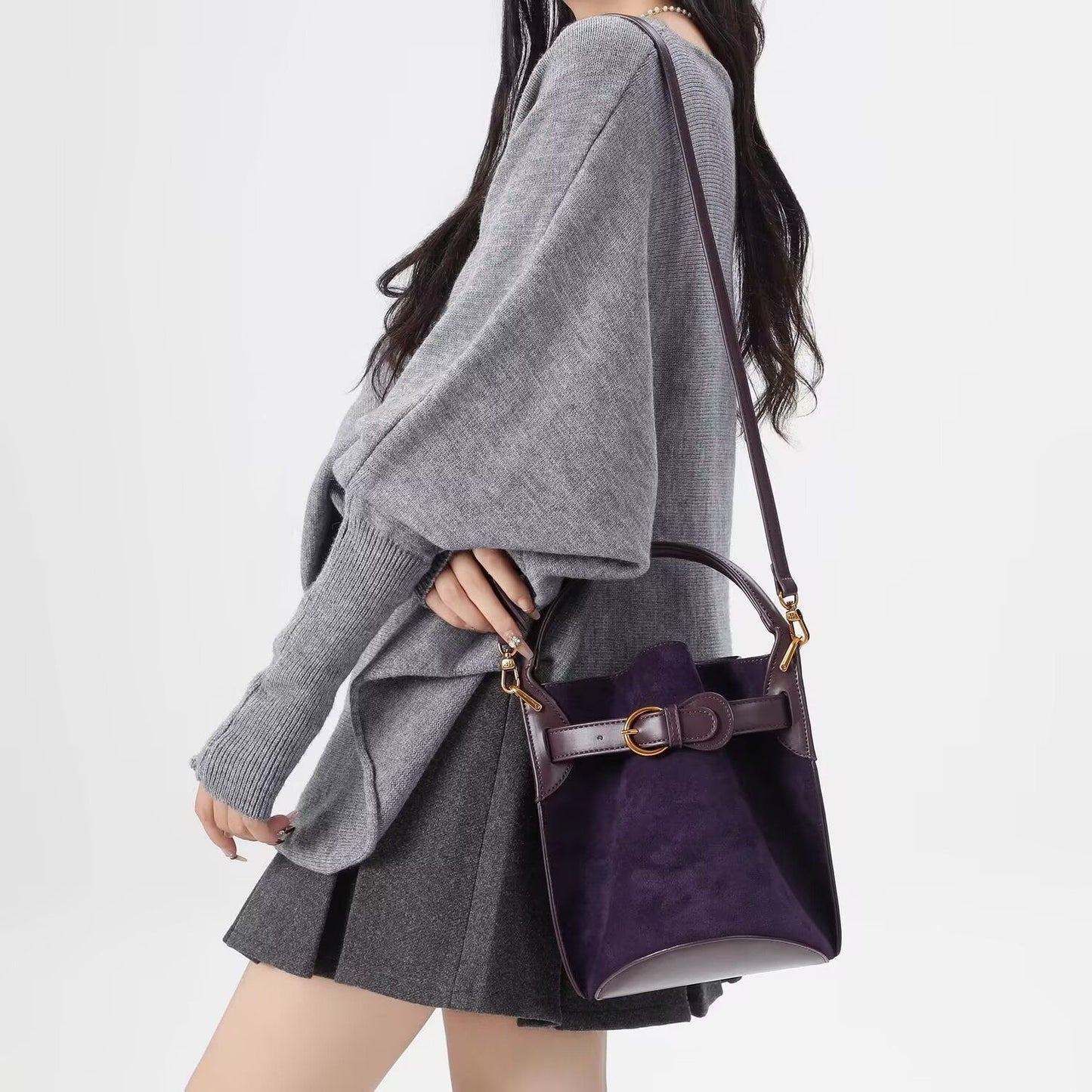 Velora Purple Bucket Bag
