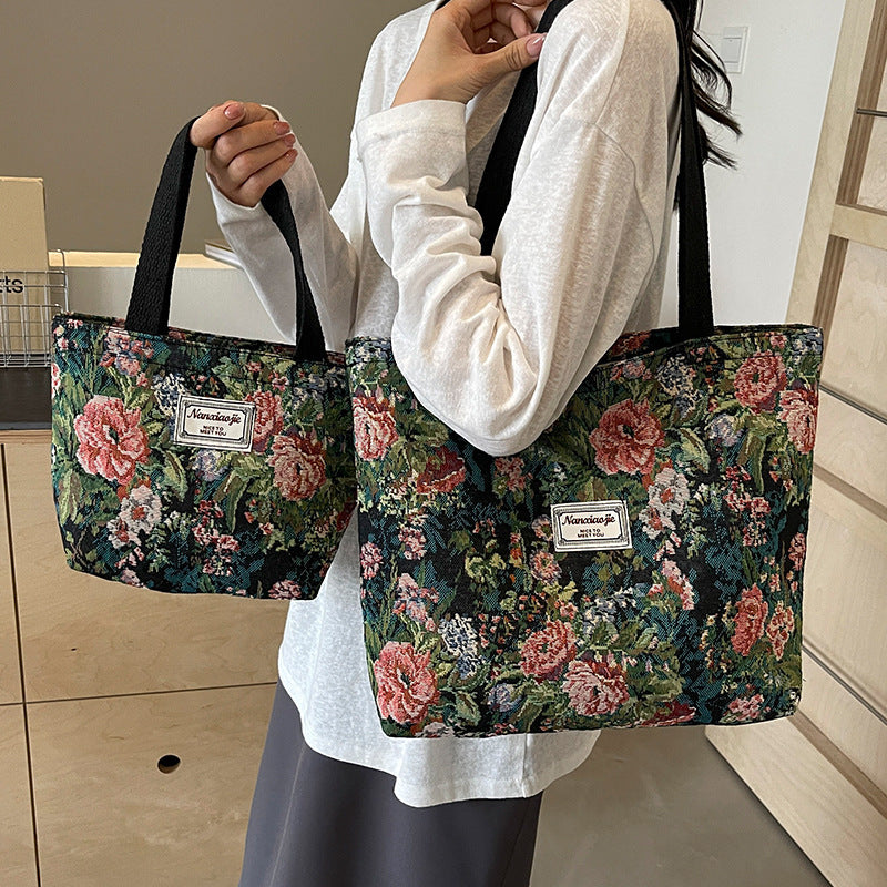 Schulterhandtasche aus Canvas mit großem Fassungsvermögen