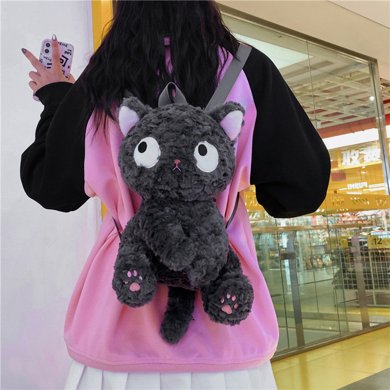 Black Cat Doll Plush Backpack Bags