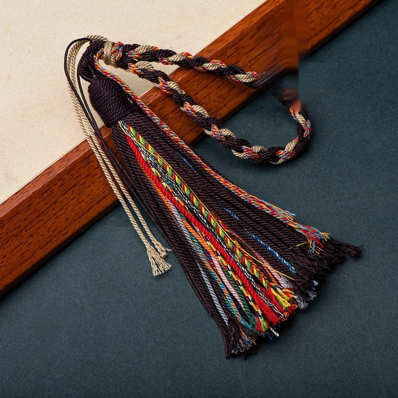 Tibetan Style Hand-made Cotton Threads Woven Tassel Hand Piece Rope Crafts Beeswax Car Ornaments