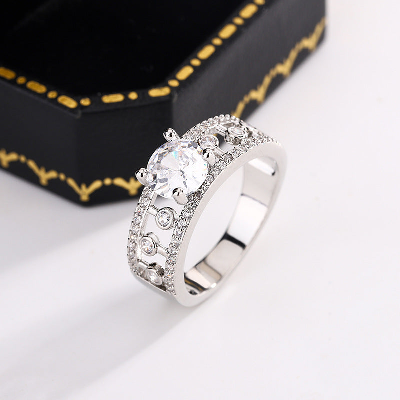 Dewdrop Hollow-out Anti-moissanite Ring High-grade Special Interest Light Luxury