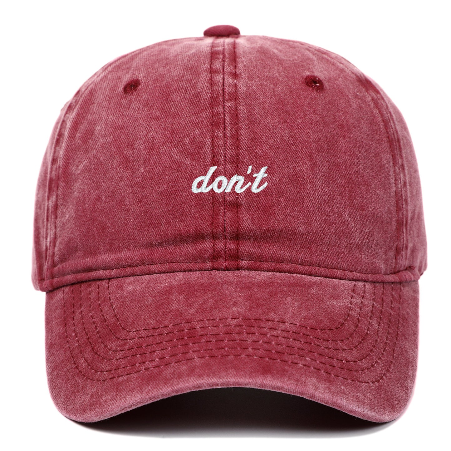 Letter Don't Embroidered Washed Old Soft Top Baseball Cap