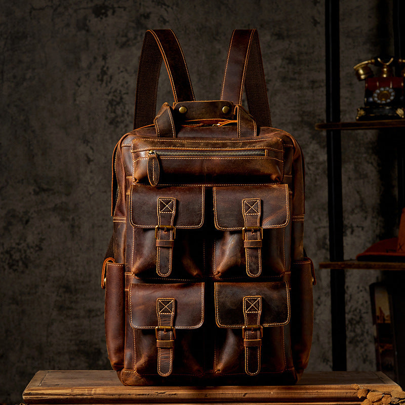 Men's Vintage Cowhide Leather Backpack