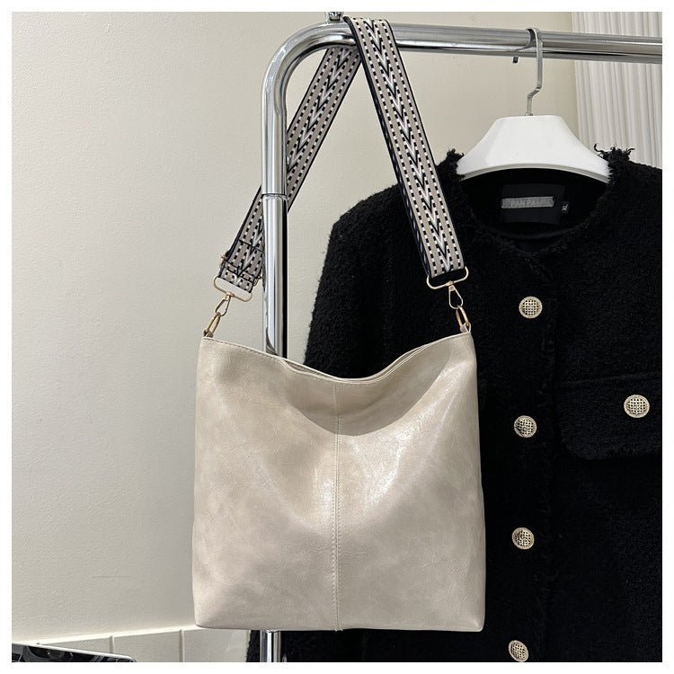 Casual Wide-Strap Shoulder Tote