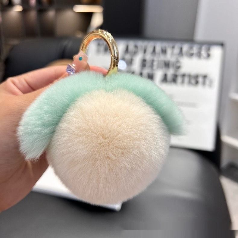 Peach Car Key Ring Pendant Plush Hang Decorations