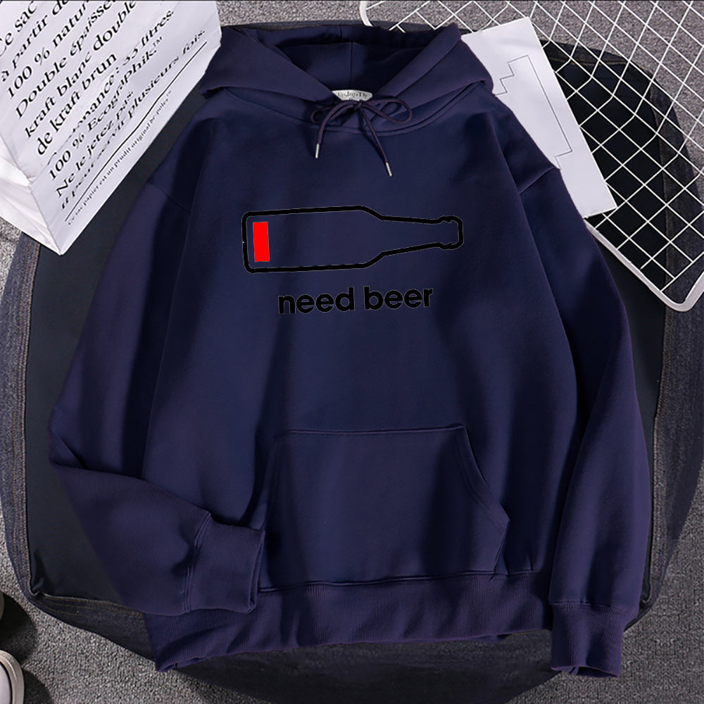 Breathable Casual Women's Hoodie Sweatshirt With Beer Print