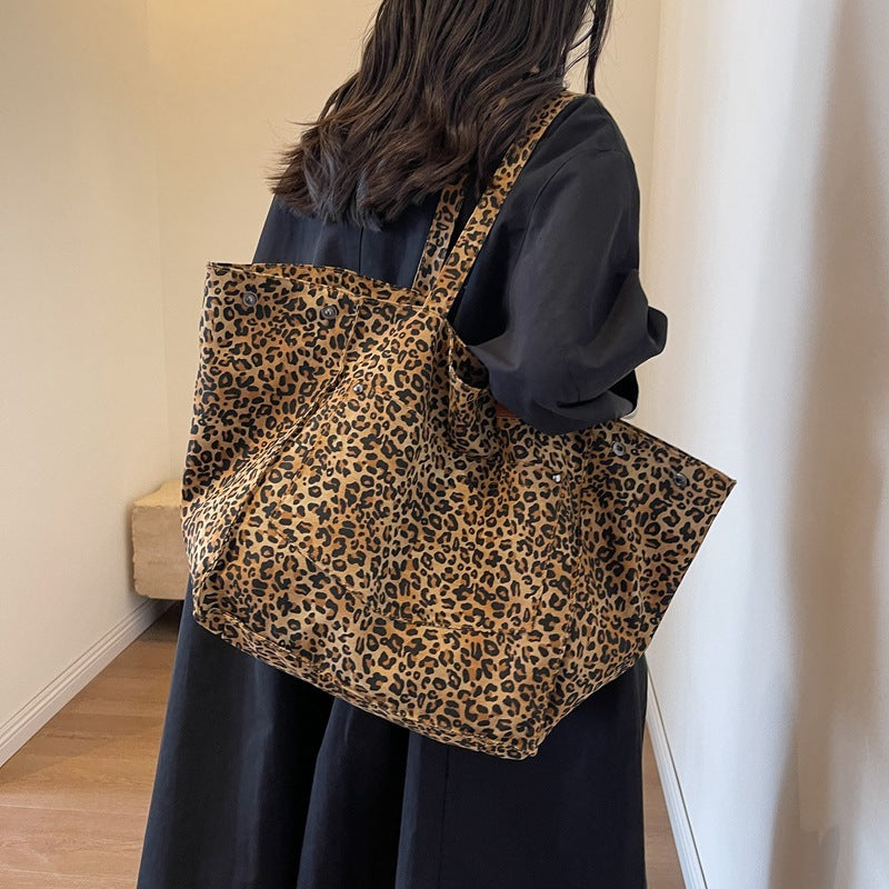 Leopard Print Canvas Tote Bag