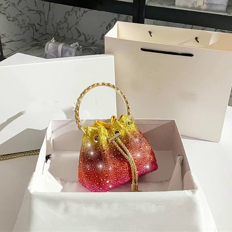 Bolso de mujer con cordón y diamantes de imitación
