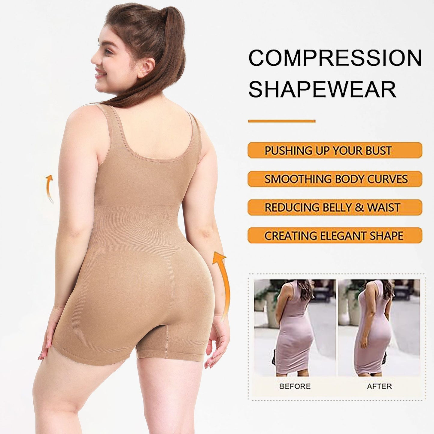 Einfarbige integrierte Sport-Shapewear für Damen